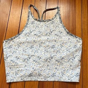 Summersalt The High Neck Midi Sports Bra Tank Bloom in Powder Blue Sz 10